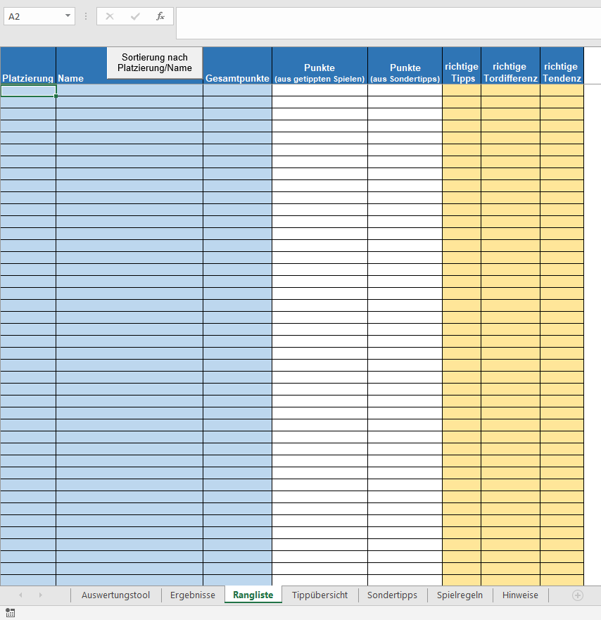 Excel Rangliste